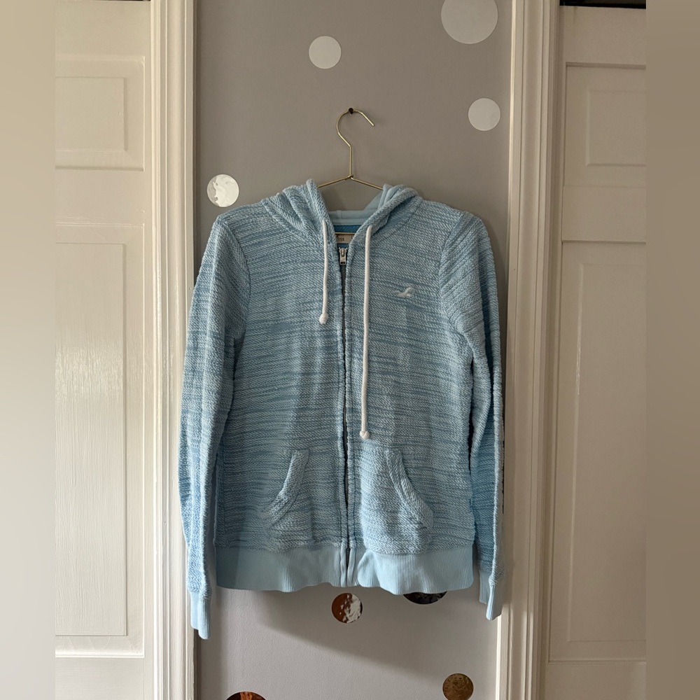 Hollister Sky Blue Textured Hoodie